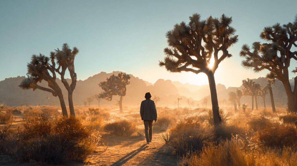 A person walking alone through a quiet desert landscape, reflecting the isolation and risks associated with L484 Pill use.